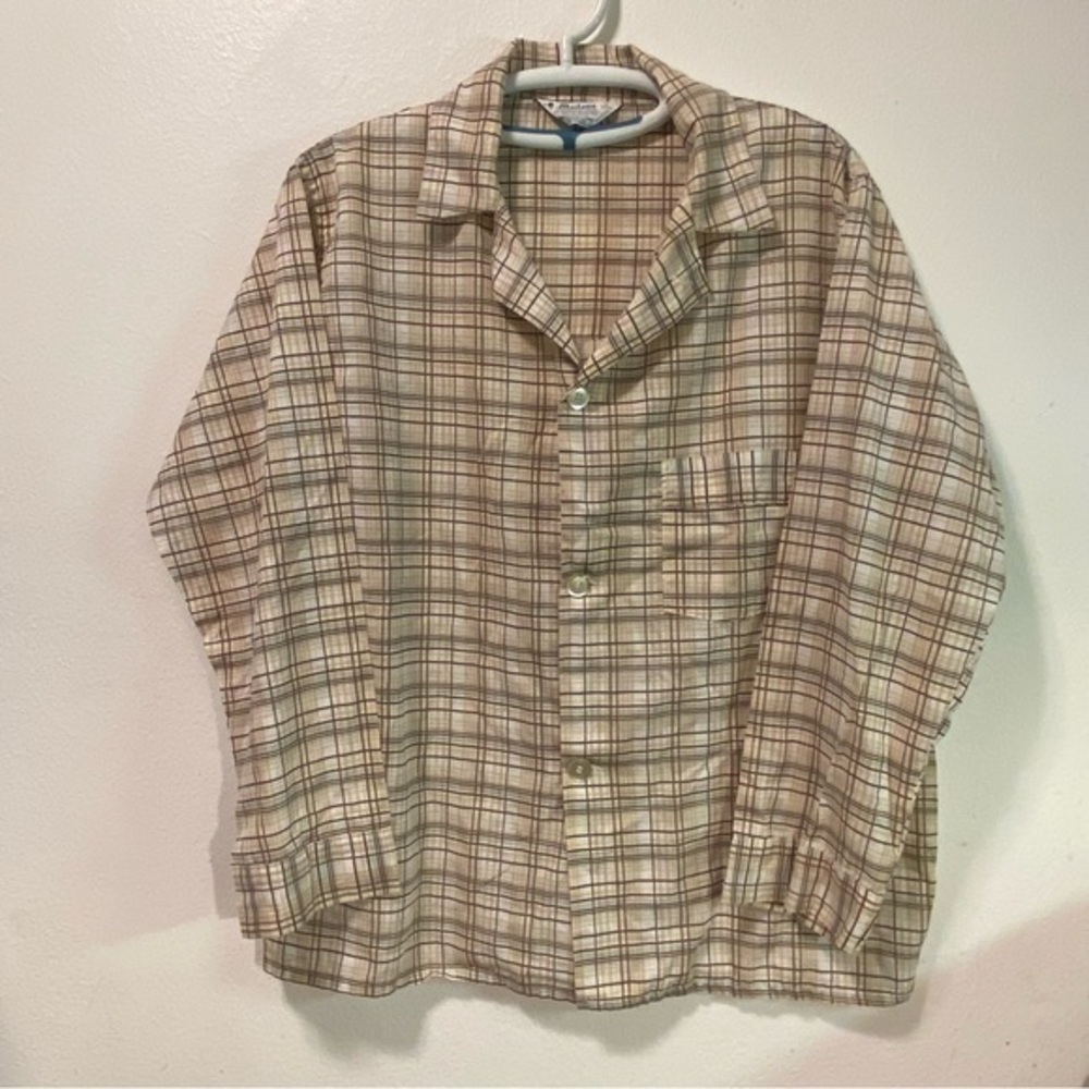 Vintage Marlowe Mens Pajamas Top Size Medium Longsleeve Button Down Made‎ U.S.A